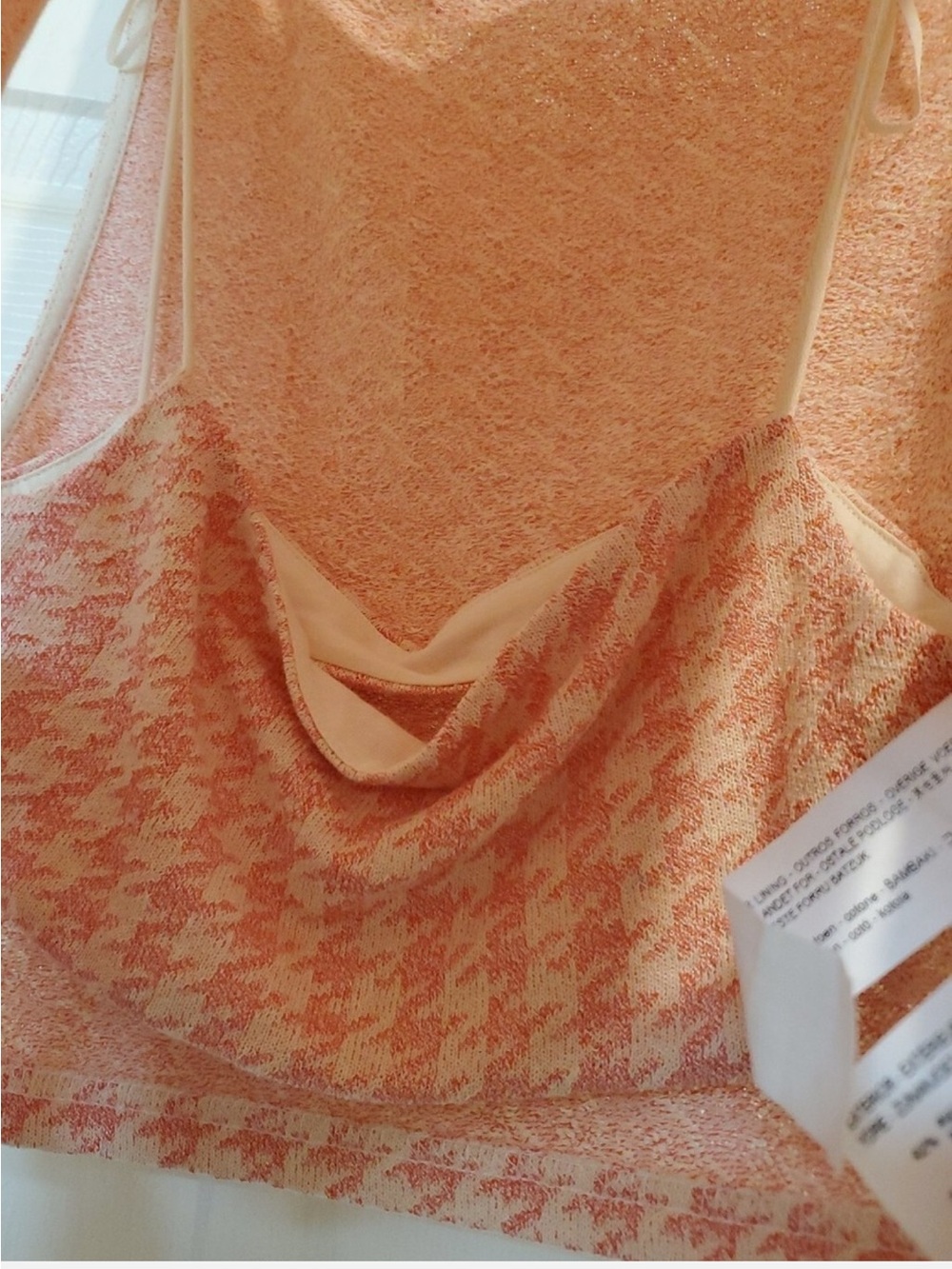 Zara Pink Houndstooth Crop Top | Built-In Bralette | Side Ties | Size Small - Picture 8 of 8